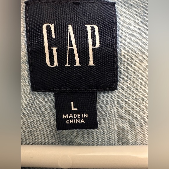 GAP Blue Midi Dress with Puff Sleeves and Mandarin Collar - Picture 7 of 9